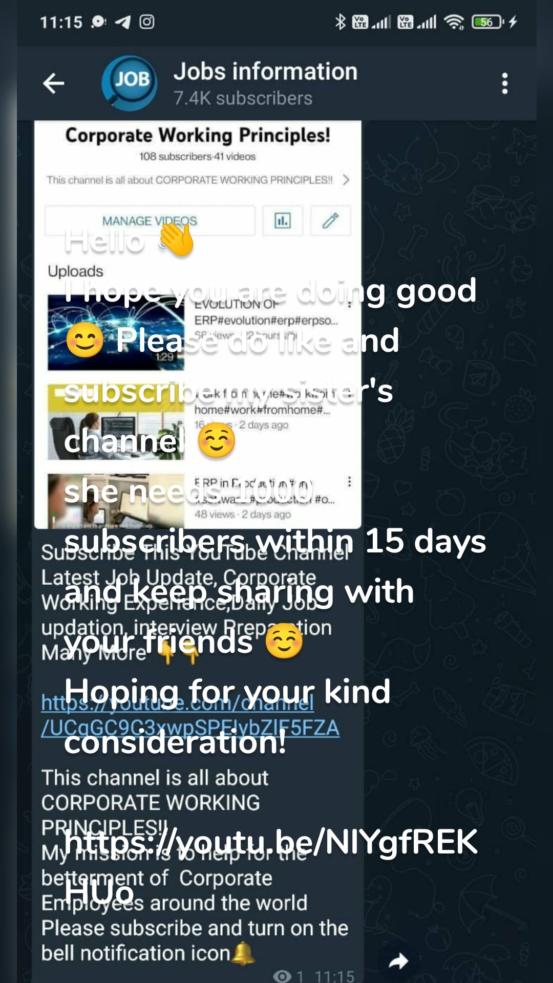 Hello 👋
I hope you are doing good 😊 Please do like and subscribe my sister's channel ☺️
she needs 1000 subscribers within 15 days and keep sharing with your friends ☺️
Hoping for your kind consideration!
 https://youtu.be/NlYgfREKHUo